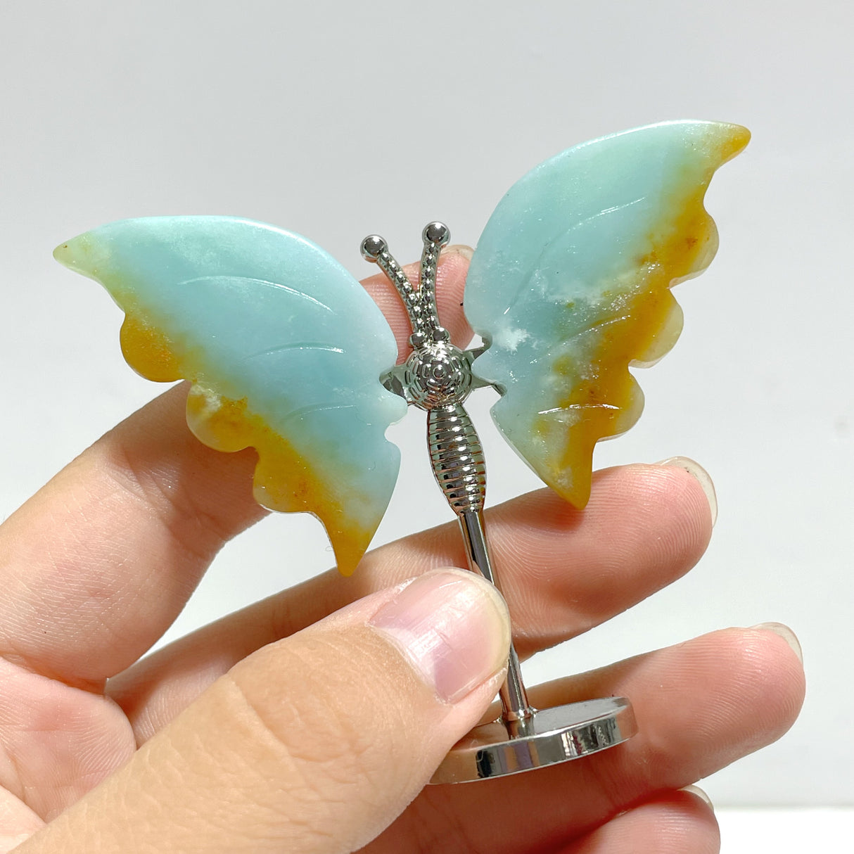 Small Caribbean Calcite Butterfly Carving With Stand Wholesale