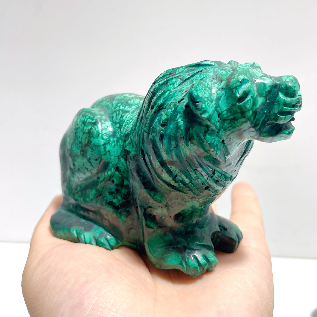 4 Pieces Malachite Lion Carving