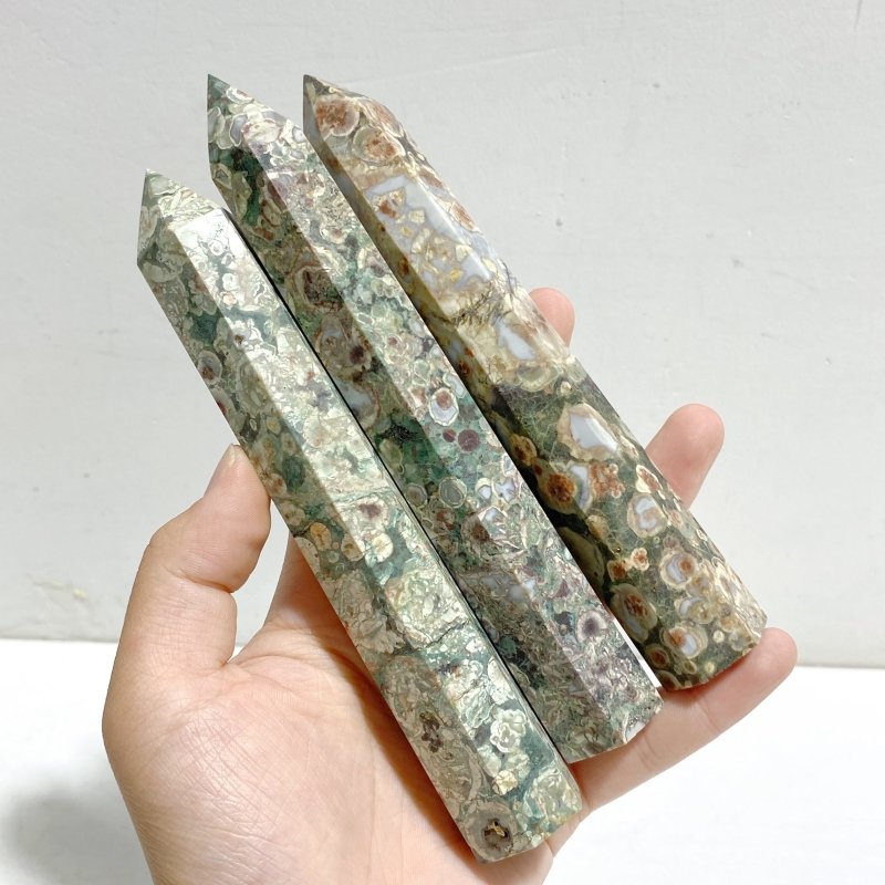 13-17cm Green Sakura Flower Agate Point Wholesale