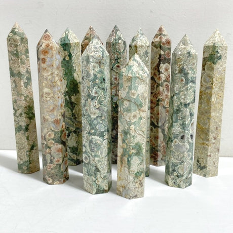 13 - 17cm Green Sakura Flower Agate Point Wholesale - Wholesale Crystals