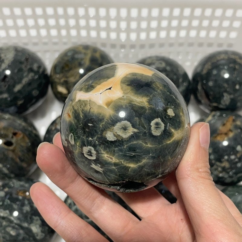 13 Pieces Beautiful Green Sea Jasper Crystal Spheres -Wholesale Crystals