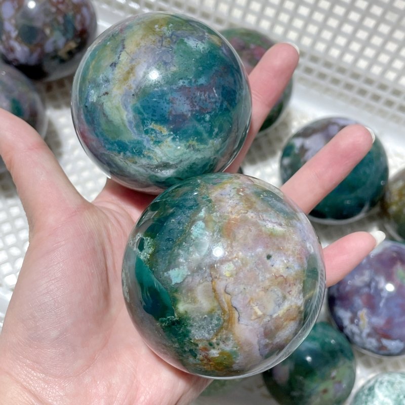 13 Pieces Beautiful Ocean Jasper Spheres - Wholesale Crystals