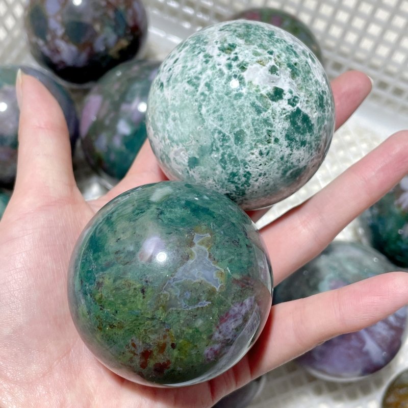 13 Pieces Beautiful Ocean Jasper Spheres - Wholesale Crystals