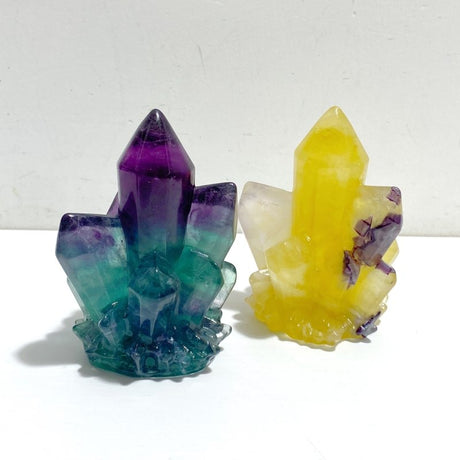 13 Pieces Beautiful Rainbow Fluorite Cluster Carving - Wholesale Crystals