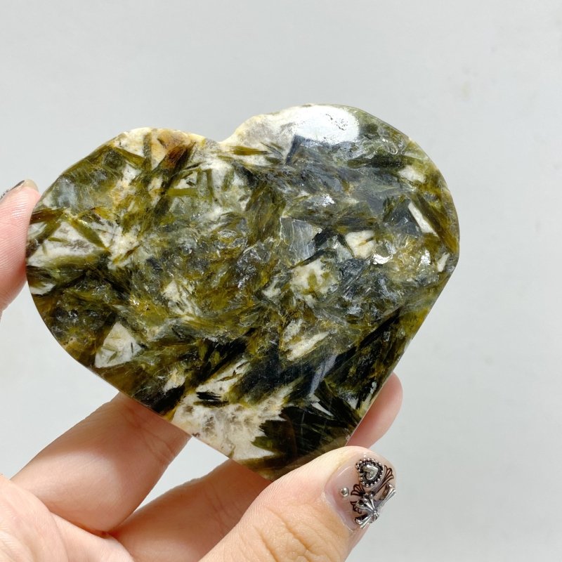 13 Pieces Green Mica Mixed Quartz Heart -Wholesale Crystals