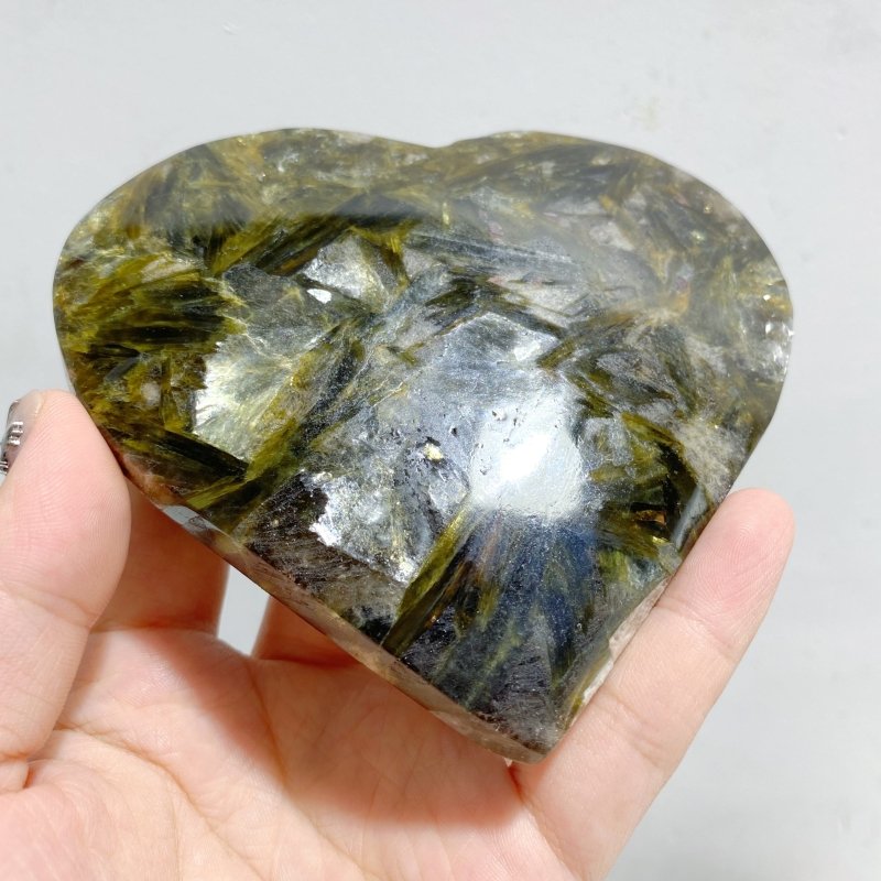 13 Pieces Green Mica Mixed Quartz Heart -Wholesale Crystals