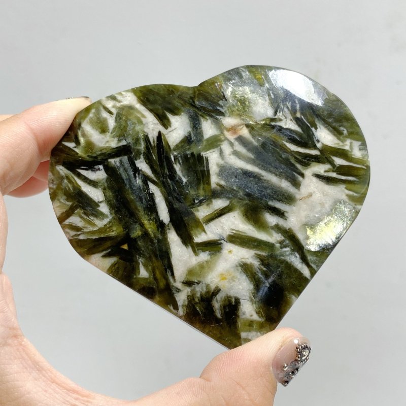 13 Pieces Green Mica Mixed Quartz Heart -Wholesale Crystals