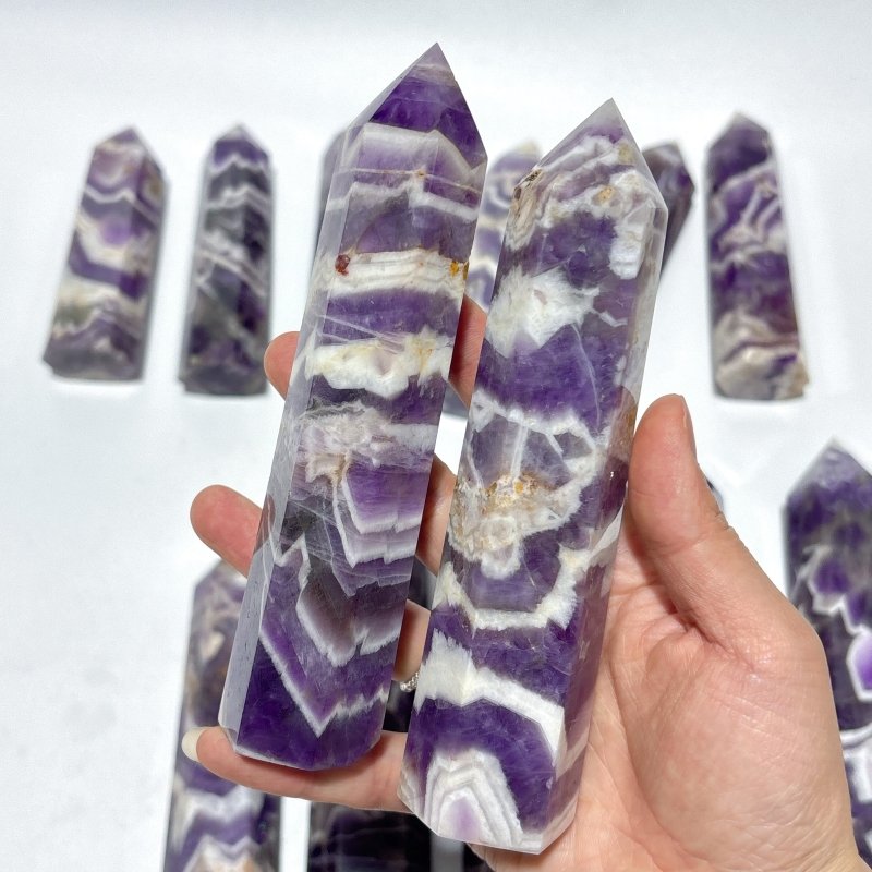 13 Pieces High Quality Chevron Amethyst Tower Points -Wholesale Crystals