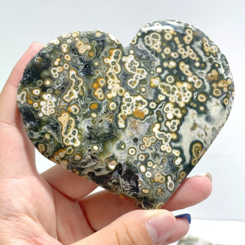 13 Pieces Large 8th Vein Ocean Jasper Heart 1 - Wholesale Crystals