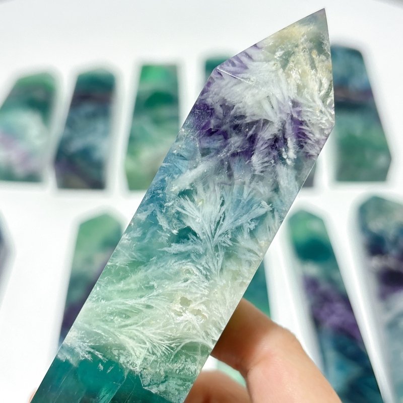 13 Pieces Large Feather Fluorite Four - Sided Tower Points - Wholesale Crystals