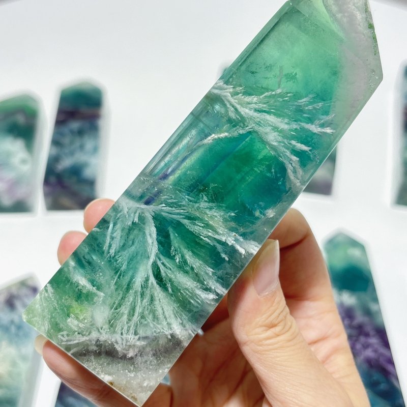 13 Pieces Large Feather Fluorite Four - Sided Tower Points - Wholesale Crystals