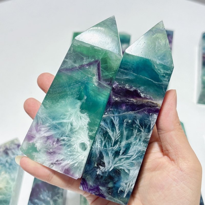 13 Pieces Large Feather Fluorite Four - Sided Tower Points - Wholesale Crystals