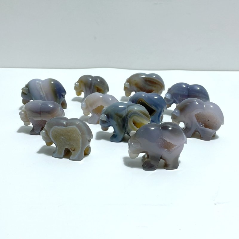 13 Pieces Small Geode Druzy Agate Bear Carving - Wholesale Crystals