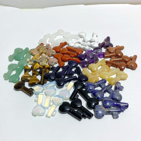 13 Types Heart Key Shape Wholesale Green Aventurine Tiger Eye Howlite -Wholesale Crystals