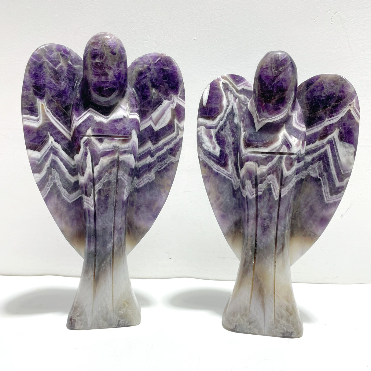 2 Pieces Large Chevron Amethyst Angel Carving
