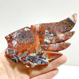Unique Morocco Agate Heart Wing Carving With Stand