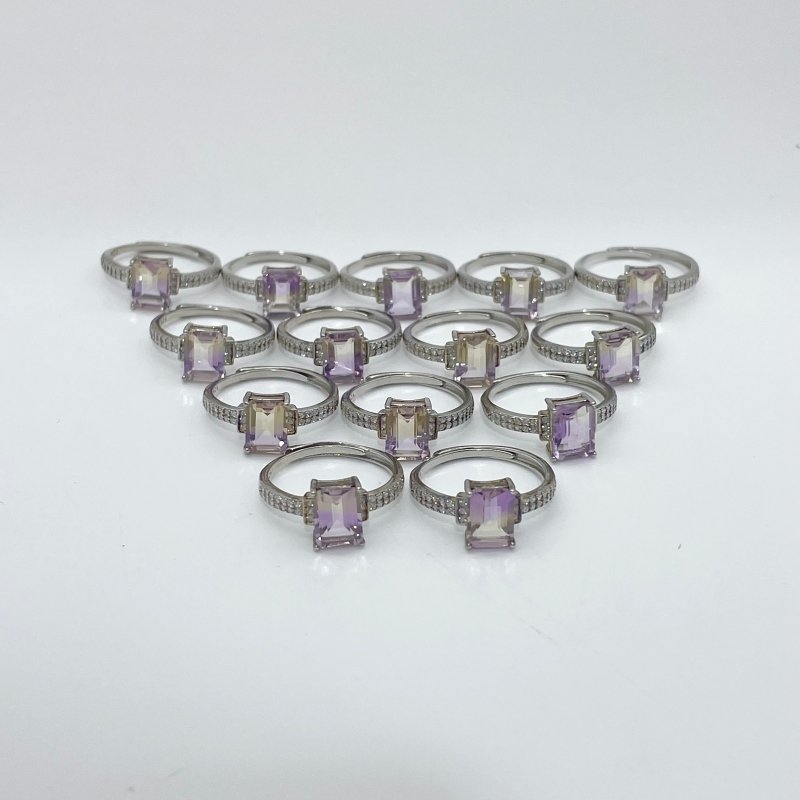 14 Pieces Ametrine Sugar Cube Ring Style #3 - Wholesale Crystals