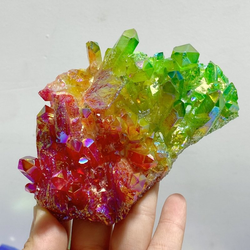 14 Pieces Aura Colorful Clear Quartz Cluster - Wholesale Crystals