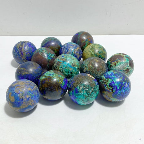 14 Pieces Azurite Mixed Malachite Spheres 4 -Wholesale Crystals