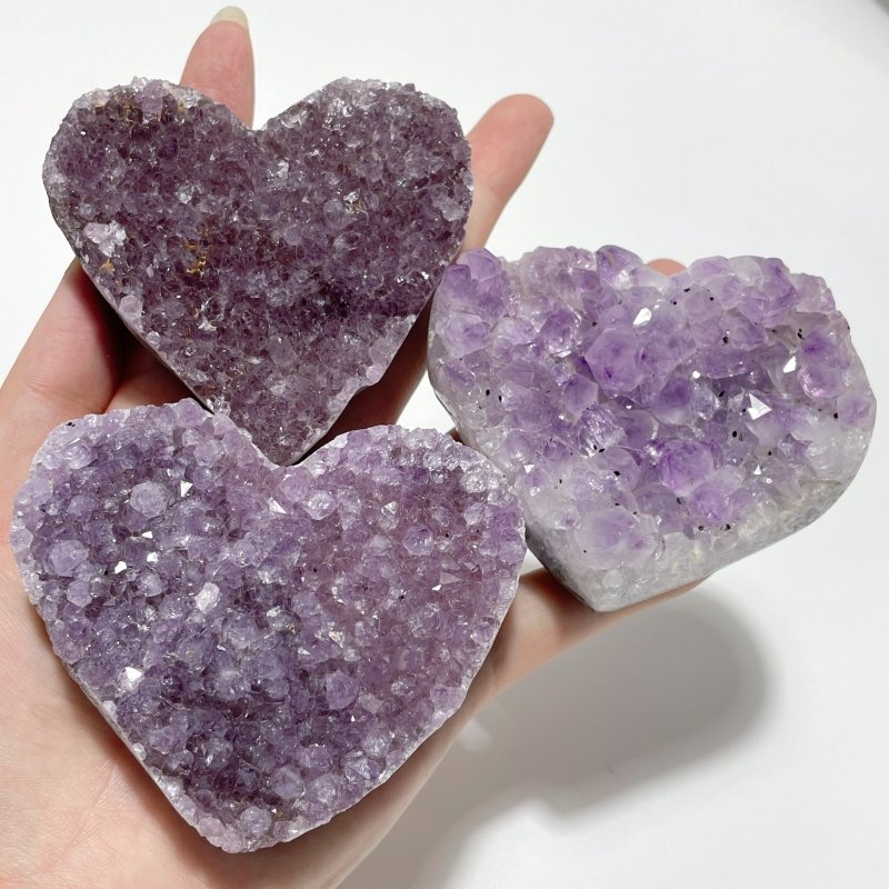 14 Pieces Beautiful Large Amethyst Cluster Heart - Wholesale Crystals