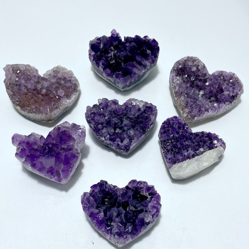 14 Pieces Beautiful Large Amethyst Cluster Heart - Wholesale Crystals