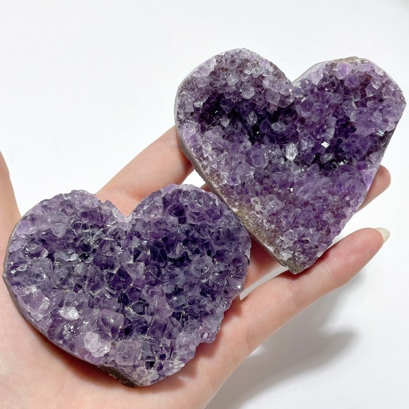 14 Pieces Beautiful Large Amethyst Cluster Heart - Wholesale Crystals