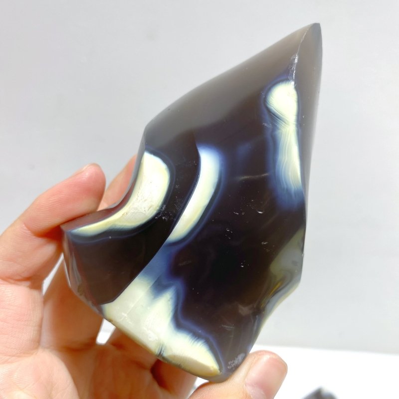 14 Pieces Black Orca Agate Flame Carving - Wholesale Crystals
