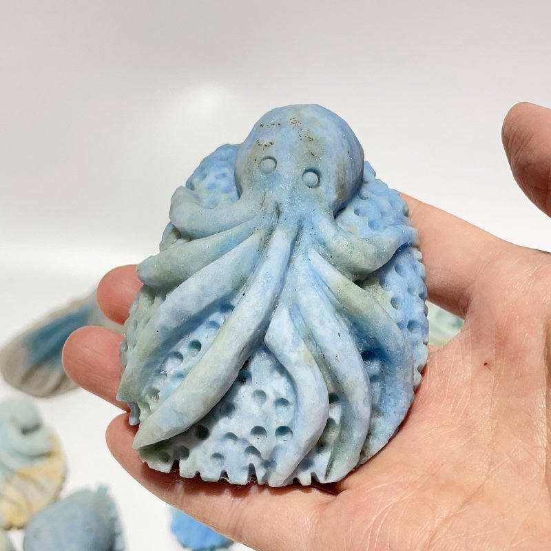 14 Pieces Blue Dumortierite Underwater World Octopus Carving -Wholesale Crystals