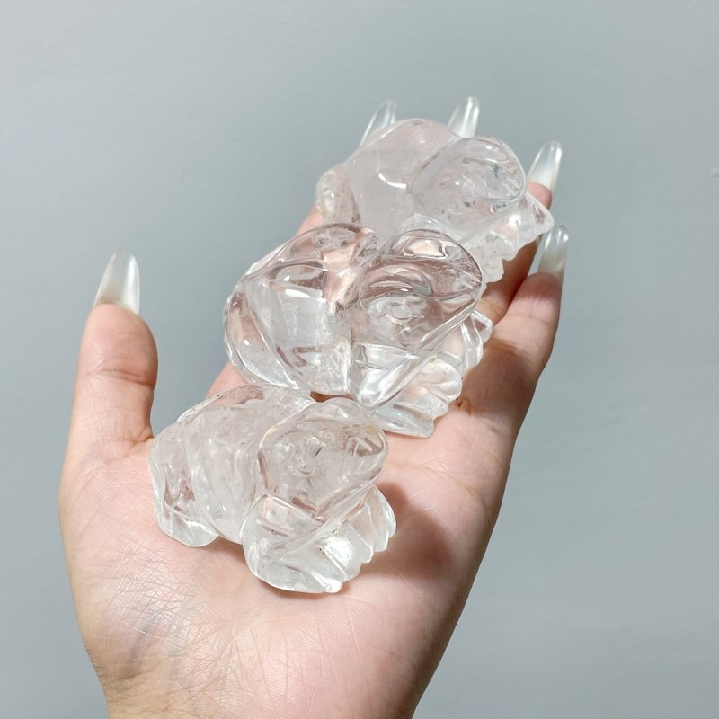 14 Pieces Clear Quartz Frog Carving - Wholesale Crystals