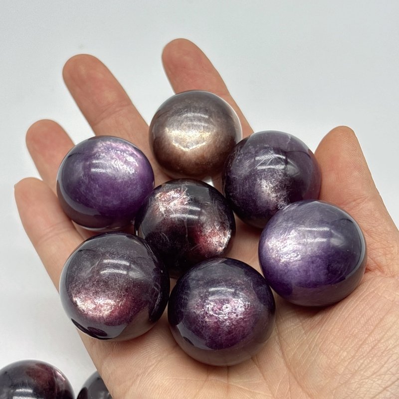 14 Pieces High Quality Purple Lepidolite Spark Spheres -Wholesale Crystals