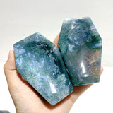 14 Pieces Moss Agate Shallow Bowl Coffin Carving - Wholesale Crystals