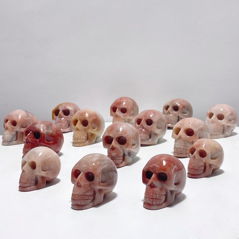 14 Pieces Orange Jade Skull Carving - Wholesale Crystals