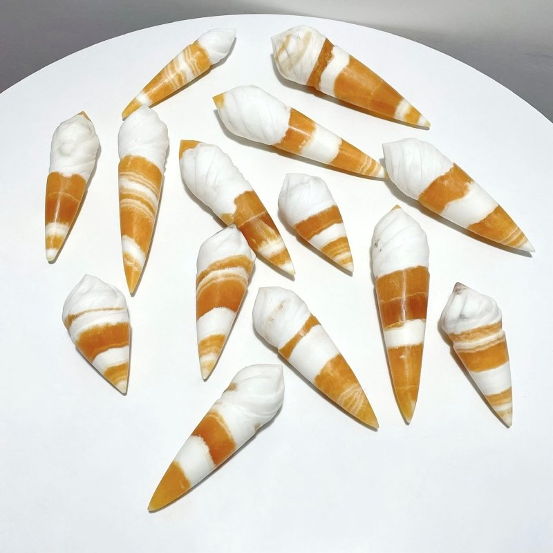 14 Pieces Yellow Calcite Ice Cream Carving - Wholesale Crystals