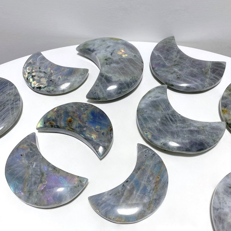 15 Pieces Beautiful Labradorite Moon Carving - Wholesale Crystals