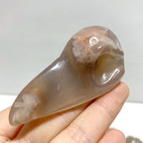 15 Pieces Sakura Flower Agate Crow Skull Carving - Wholesale Crystals