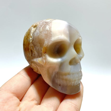15 Pieces Sakura Flower Agate Skull Carving - Wholesale Crystals