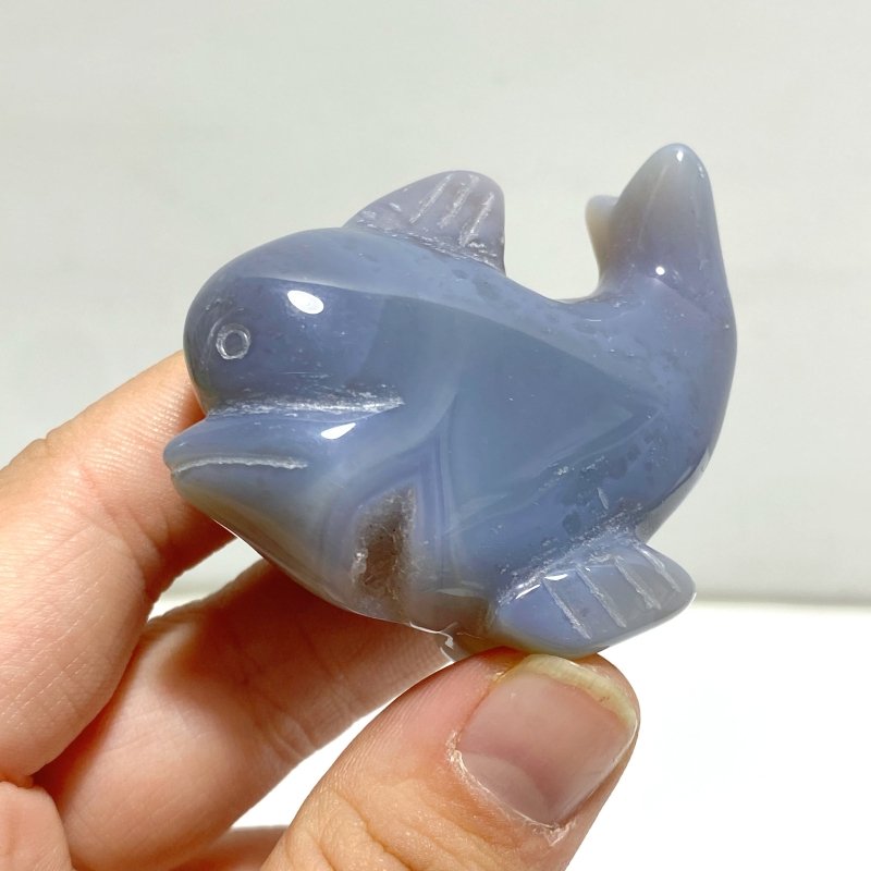 15 pieces Small Geode Agate Druzy Dolphin Carving - Wholesale Crystals