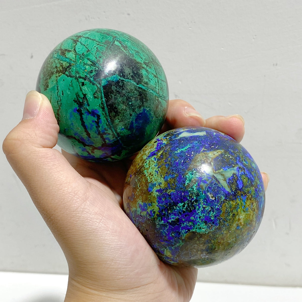 9 Pieces Azurite Mixed Malachite Spheres #1
