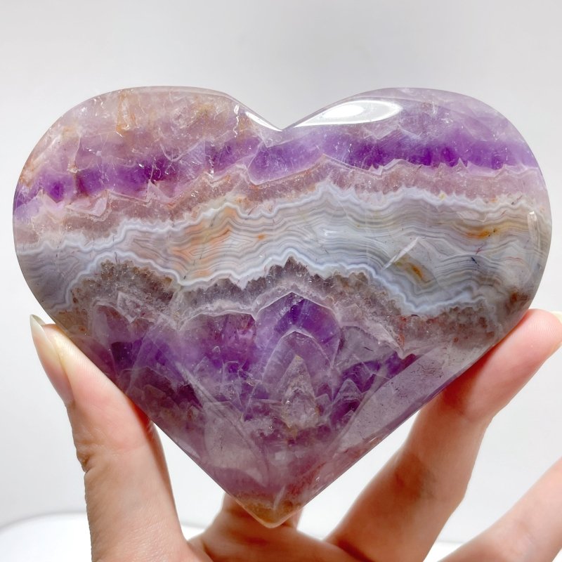 16 Pieces Amethyst Mixed Stripe Agate Heart - Wholesale Crystals