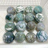 16 Pieces Beautiful Moss Agate Spheres - Wholesale Crystals