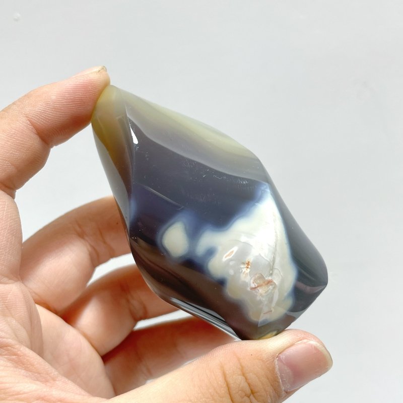 16 Pieces Black Orca Agate Flame Carving 3 - Wholesale Crystals