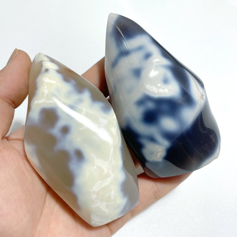 16 Pieces Black Orca Agate Flame Carving 3 - Wholesale Crystals