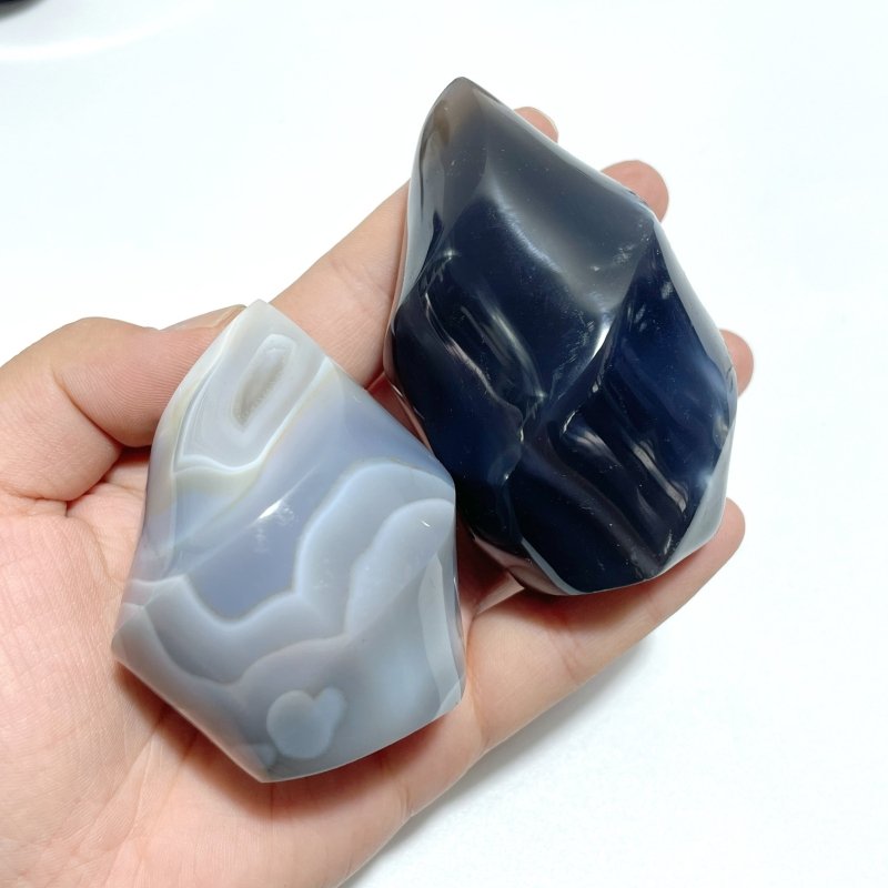 16 Pieces Black Orca Agate Flame Carving 3 - Wholesale Crystals