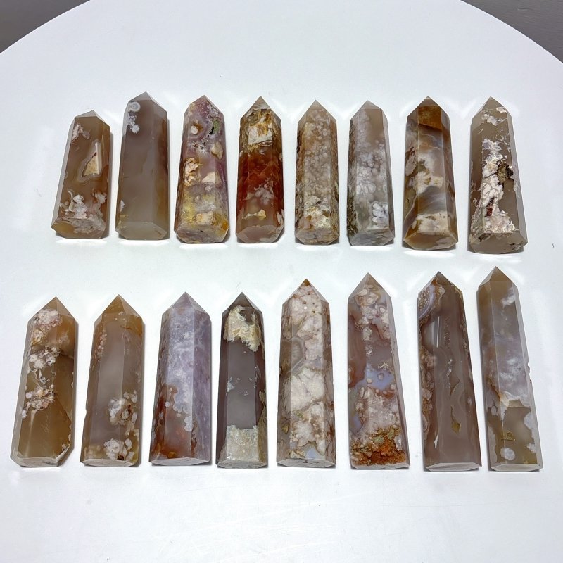 16 Pieces Sakura Flower Agate Tower Points - Wholesale Crystals