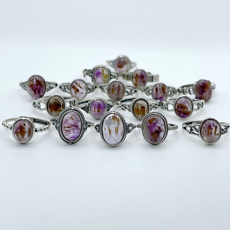 17 Pieces Auralite 23 Crystal Different Styles Sterling Silver Ring - Wholesale Crystals