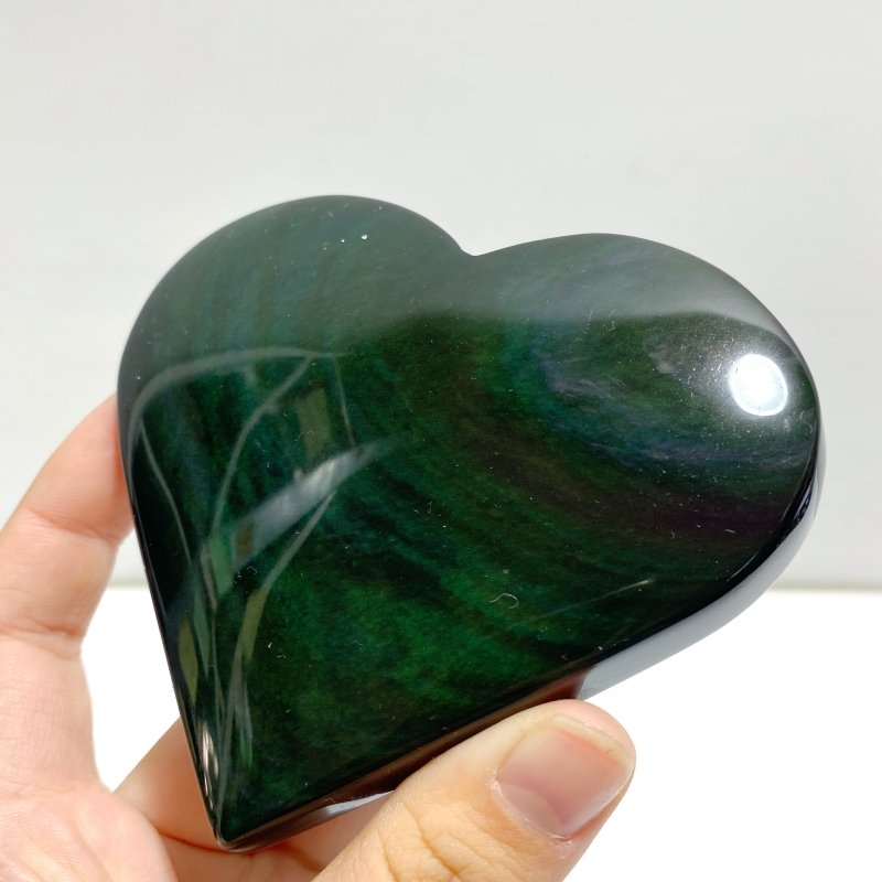 17 Pieces Beautiful Large Rainbow Cat Eye Obsidian Heart - Wholesale Crystals