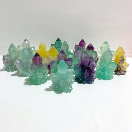 17 Pieces Beautiful Rainbow Fluorite Cluster Carving - Wholesale Crystals