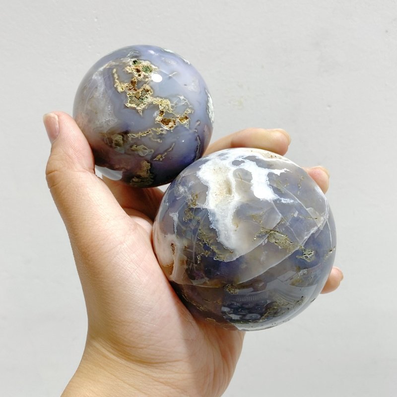 17 Pieces Moss Agate Spheres - Wholesale Crystals