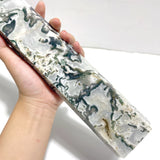 3 Pieces Tall Geode Druzy White Moss Agate Tower Points