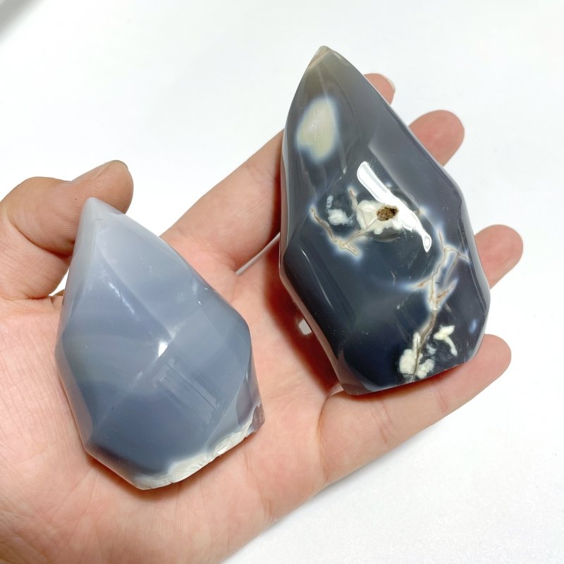 18 Pieces Black Orca Agate Flame Carving 4 - Wholesale Crystals